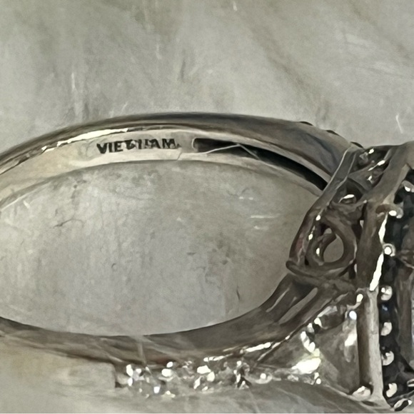 Sterling Asscher Cut CZ Halo Ring - Picture 4 of 14